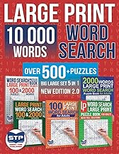 Large Print 10 000 Words Word Search Puzzle Book for Adults: Over 500+ Puzzles. Big Large Set 5 in 1. New Edition 2.0