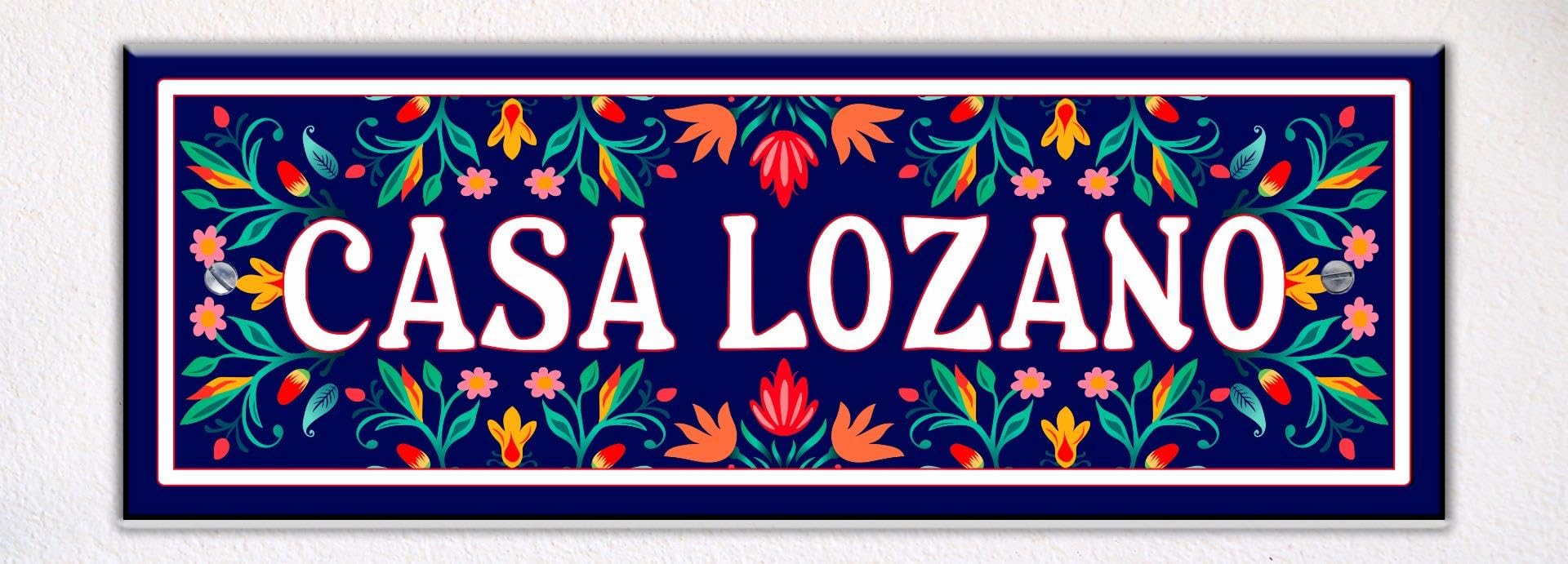 Mosaic Mexican Flower Garden Themed Ceramic Tile House Number Small Address Plaque