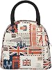 London Theme Envelopes Symbols Flag Retro Style Lunch Bag Box Meal Prep Insulated Handbag Reusable Lunch Container