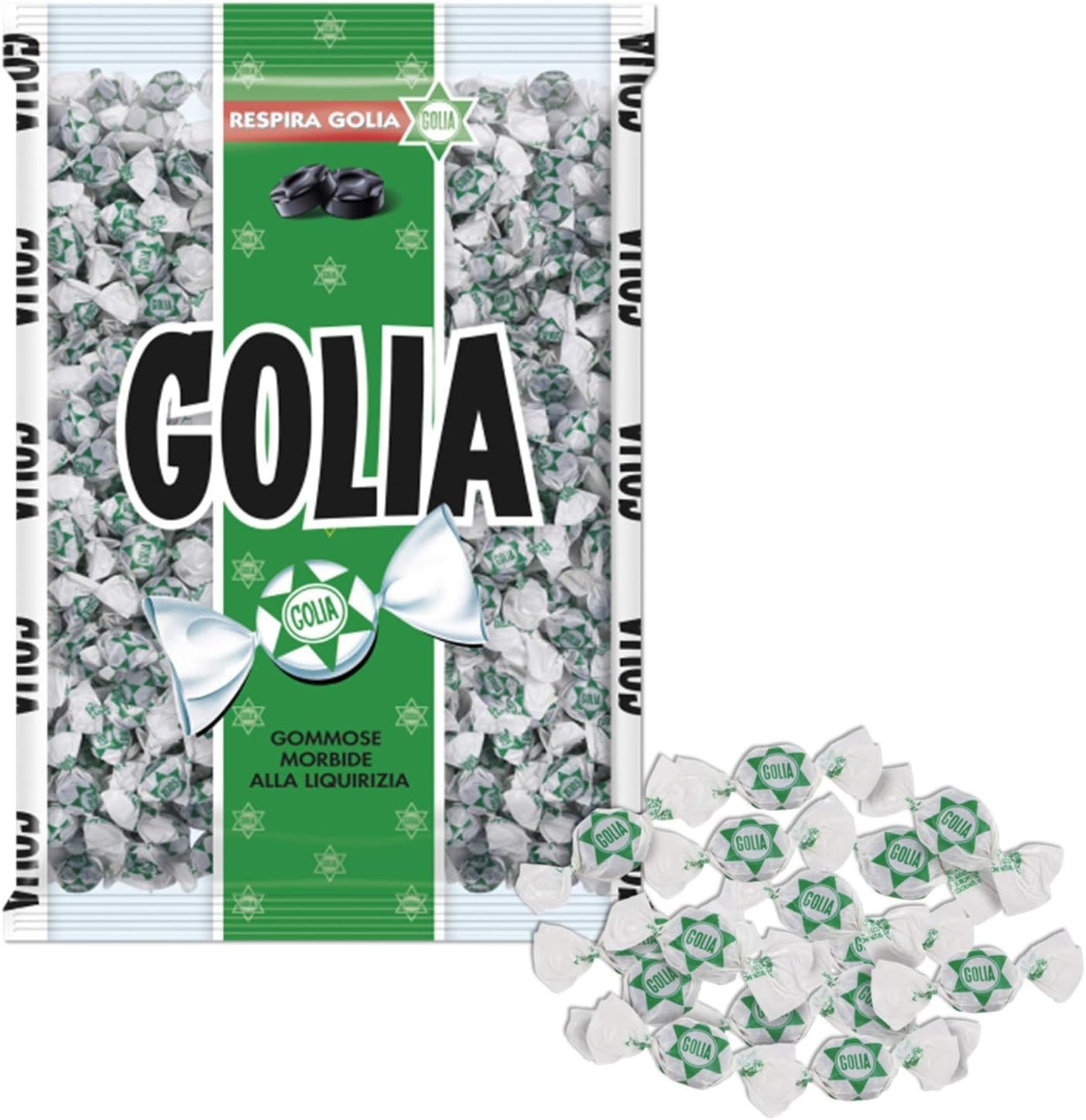 Italian Licorice Candy Made in Italy - Italian Black Licorice Gummy (2.2 lb Family Bag) Italian Candy Individually Wrapped - Golia Candy