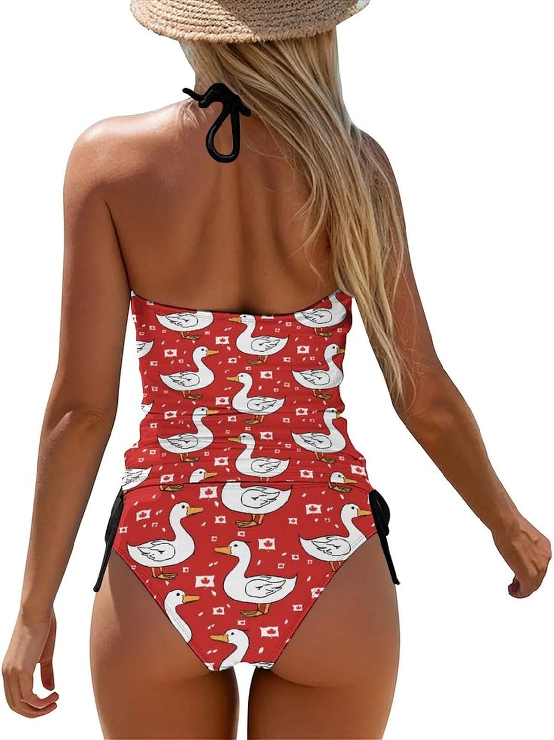 Ducks Canada Flag Novelty Women's Swimwear Set 2 Pcs Tankini String Swimsuits Bathing Suits