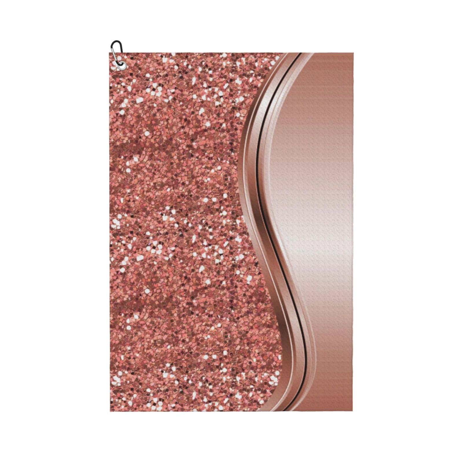 Hnnkloy Rose Gold Sparkle Glam Bling, 16x24 in Portable Waffle Golf Towels with Carabiner Clip for Golf Bag