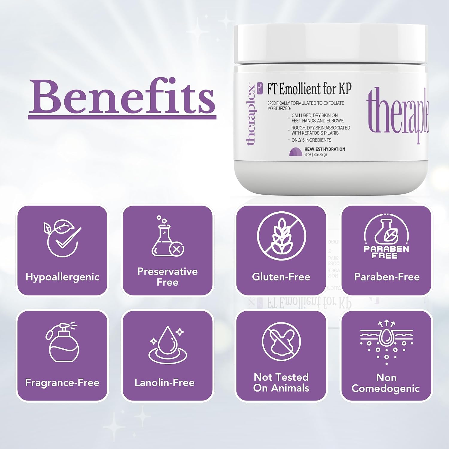 Theraplex FT Exfoliating Emollient Cream for KP, 3 Oz, Peppermint | Salicylic Acid Moisturizer, Gentle on Rough and Dry Skin, Noncomedogenic, No Parabens or Preservatives, keratosis pilaris
