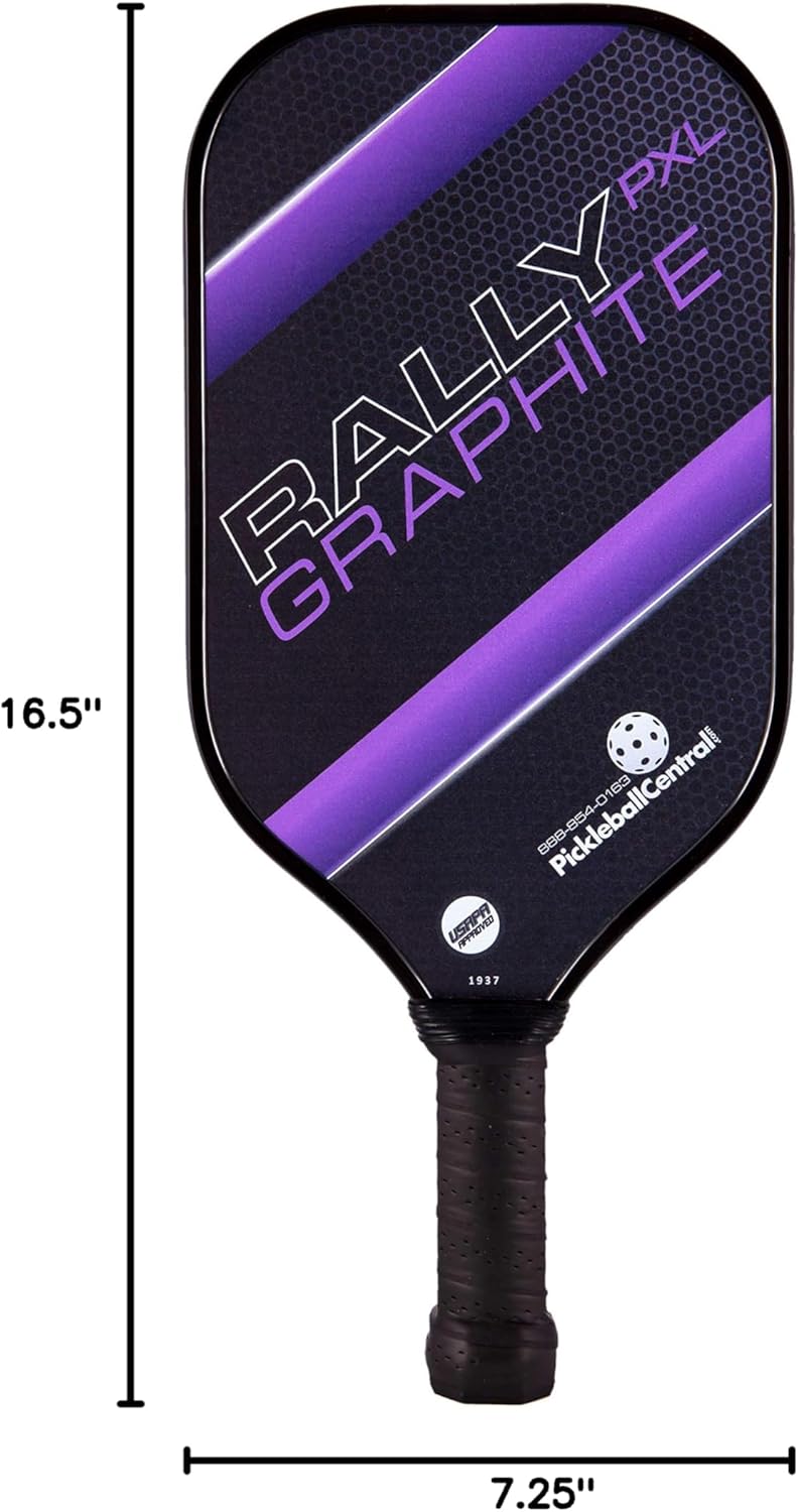 Rally PXL Graphite Pickleball Paddle | Polymer Composite Honeycomb Core, Graphite Carbon Face | Lightweight | USAPA Approved