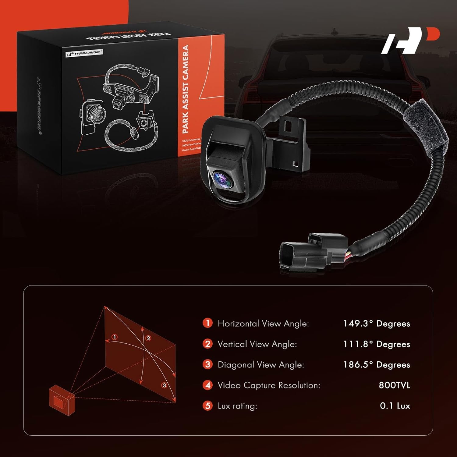 A-Premium Park Assist Camera Rear View Backup Reverse Camera Compatible with Select Honda Models - 2014 2015 Accord - Replace# 39530T3LA71