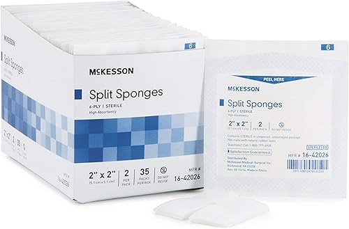 Miniatura 7 de mckesson Performance Plus Hi absorción de Split Esponja de gasa estéril 2"x2" 6ply LF – 2/PK, 35pk/Box