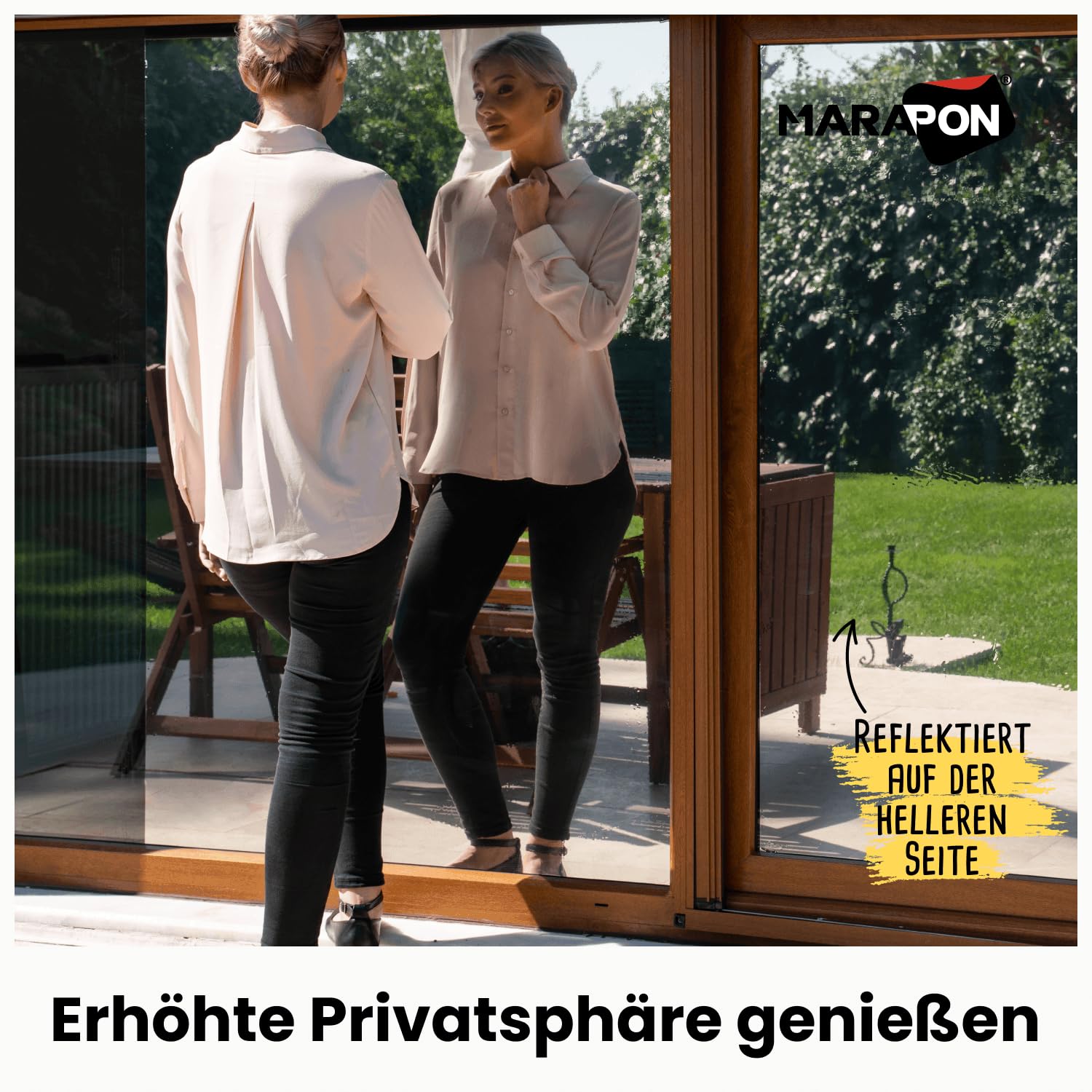 MARAPON® Pellicola per Vetri Finestre a Specchio [90x200 cm] Pellicola Specchio per Finestre - Protegge la tua Privacy e Filtra i Raggi UV o Infrarossi - Pellicola Adesiva Anti-Calore per Lucernari