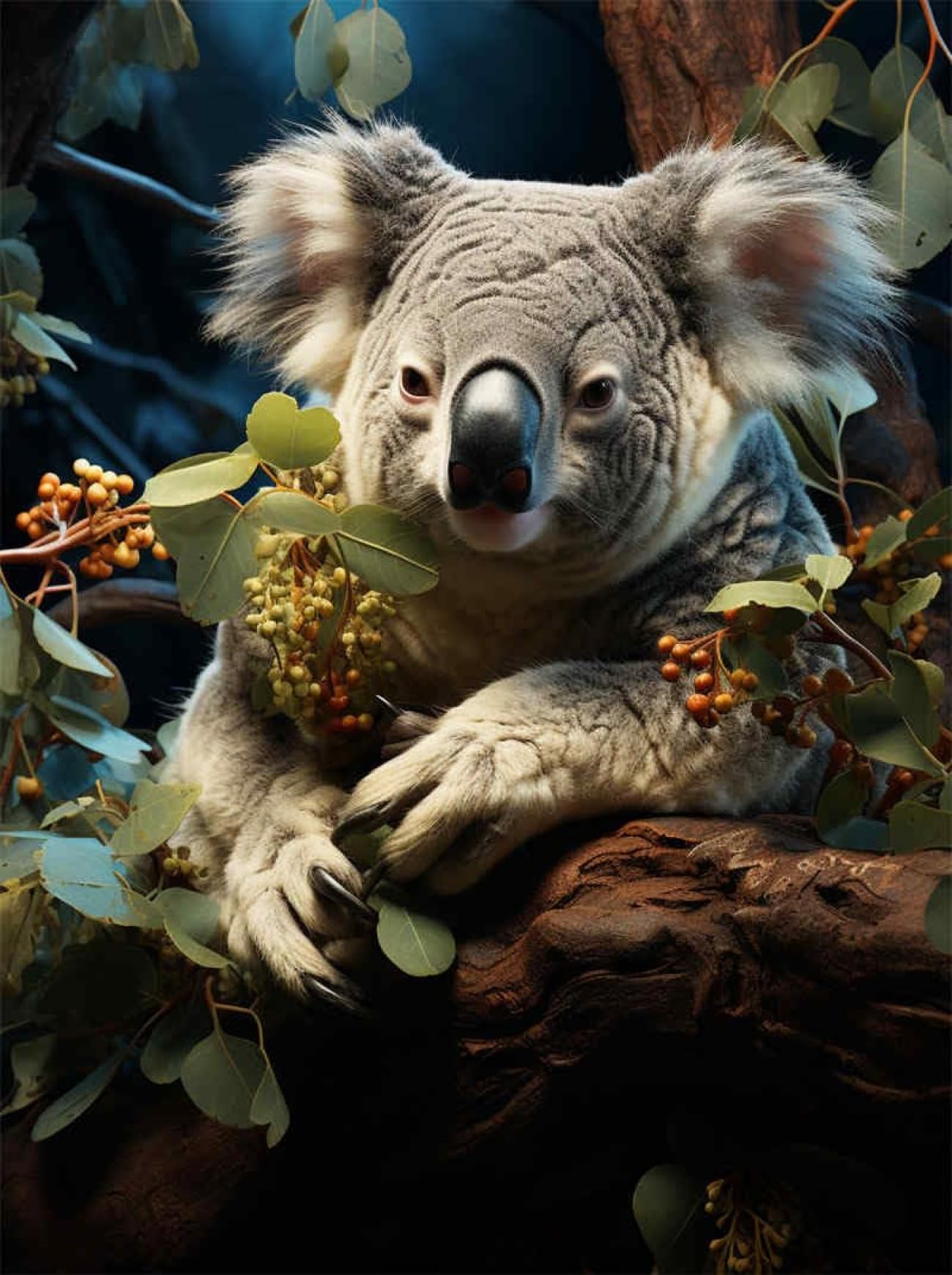 LFYNIORS DIY Perlenstickerei Set Koala-Tier Nadelstich-Set Mit Perlen Und Kreuzstich-Set Mit Buntem Stickgarn Und Perlen 40x50cm