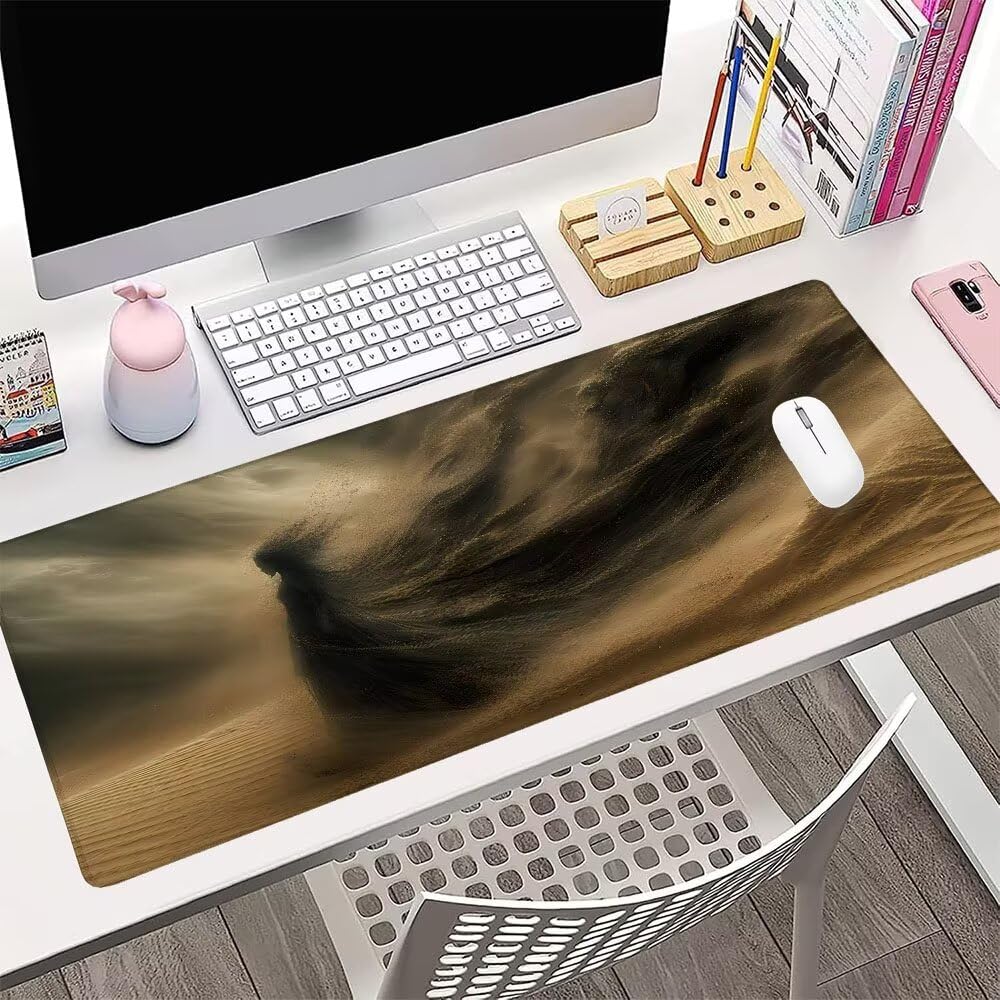 Alfombrilla de Mouse para Juegos, Giallo, XXL, Antideslizante, Impermeable, Diseño de Deserto, Extendido, Grande, 1400x600x3mm, para PC, Laptop, Ufficio, Famiglia d-620