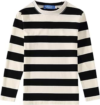 Amazon.com: SSLR-Big-Boys-Long-Sleeve-Shirt-Striped Tee Shirts