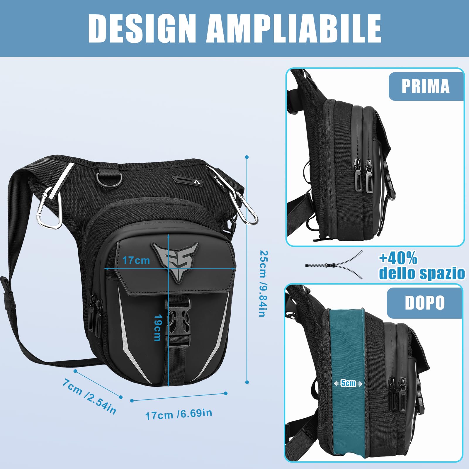 Eshow Marsupio da Gamba per Moto Espandibile, Borsa Cosciale con Cintura Regolabile per Uomo e Donna, Borsello Sportivo per Trekking Ciclismo Viaggio Campeggio Pesca
