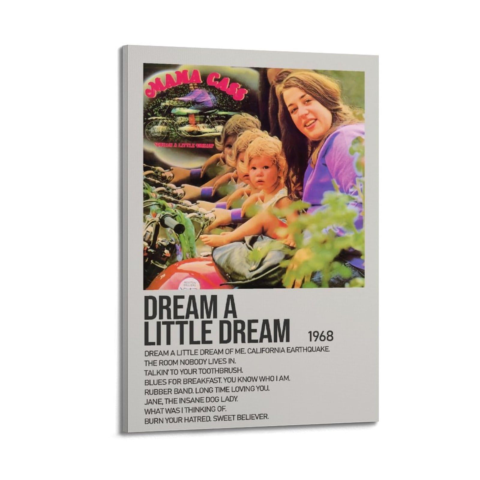 oksdjhrnnCass Elliot Album Dream A Little Dream Poster Decorative Canvas Poster Wall Art Decor Living Modern Family Bedroom Decoration Poster 20x30inch(50x75cm) Frame-style