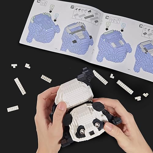 Miniatura 5 de Finger Rock Creator Panda - Juego de construcción de mini ladrillos, 1325 piezas de animales lindos, regalos de fiesta para niños, adultos, niños y