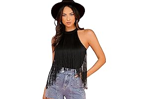 Tim McGraw Shirts for Women - Women's Fringe Trim Sleeveless Bodycon Halter Bodysuit Top