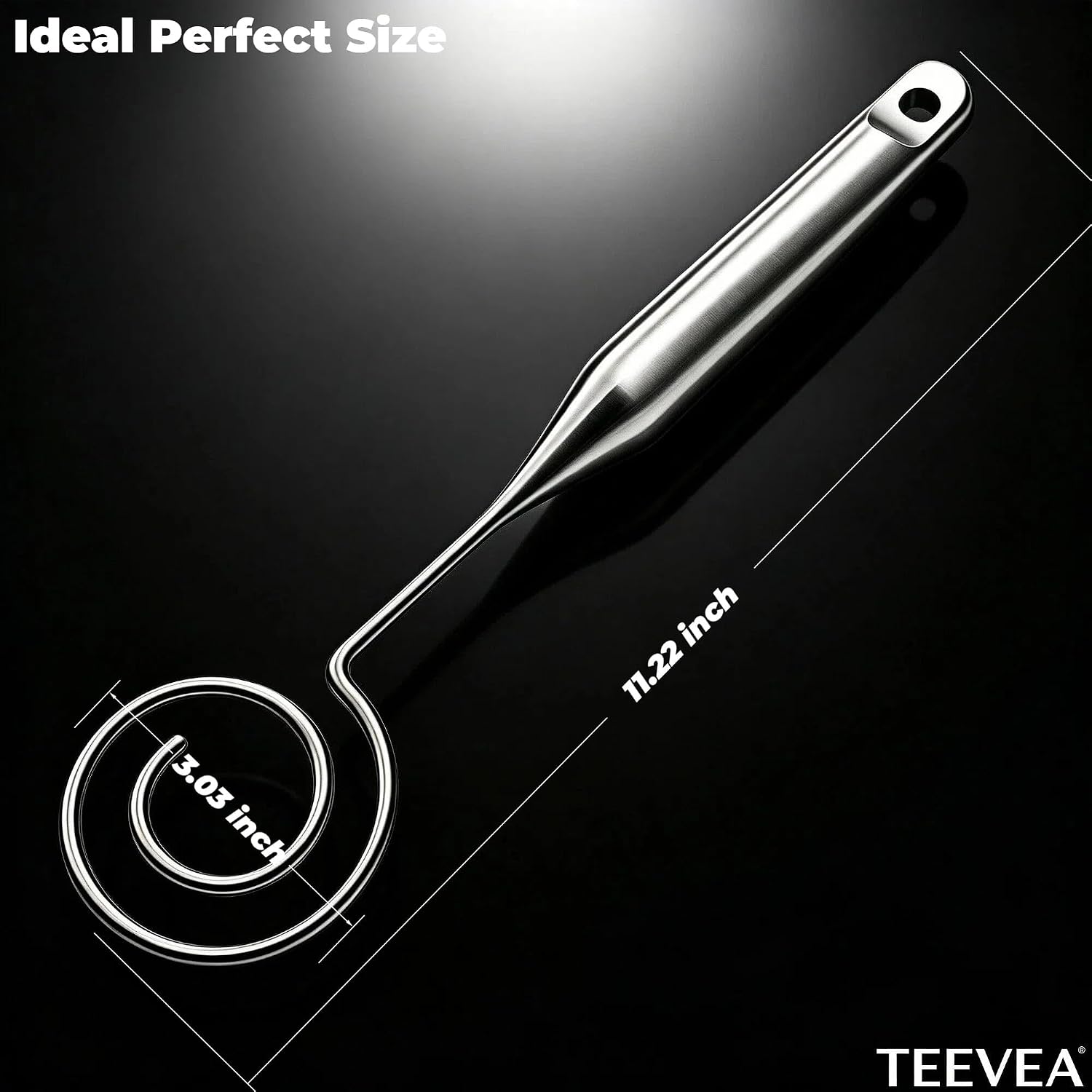 TEEVEA Danish Dough Whisk Seamless Stainless Steel for Sourdough Bread