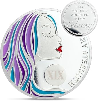 19 Year Sobriety Coin - Courageous Lady AA Recovery Gifts - 19 Years Sober Coins Token - 1-20 Prime Anniversary AA Chips and Medallions for Women - Addiction Na Ha Sobriety Chip Gifts