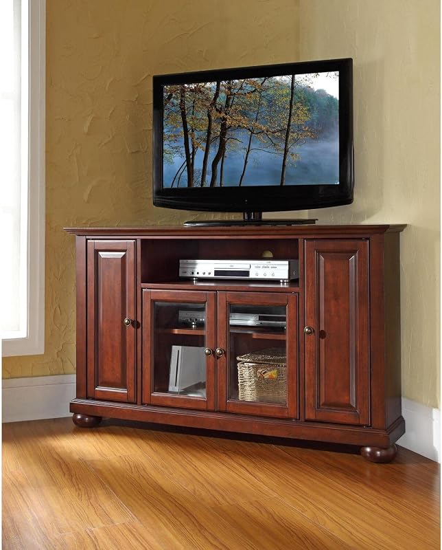 Maykoosh Naturally Nice 48" Corner TV Stand Mahogany - Fits TVs Up to 50 Inches, 47.75 x 20 Inches, Adjustable Shelving, Storage Cabinets image 3