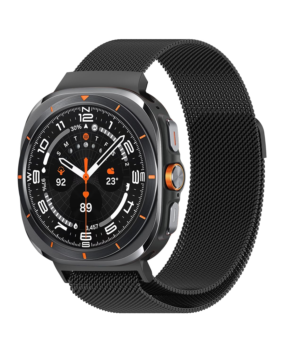 BandRain Compatible with Samsung Galaxy Watch Ultra Bands, Stainless Steel Mesh Loop Replacement Strap for Galaxy Watch 7 Ultra Band 47mm 2024 Men Women