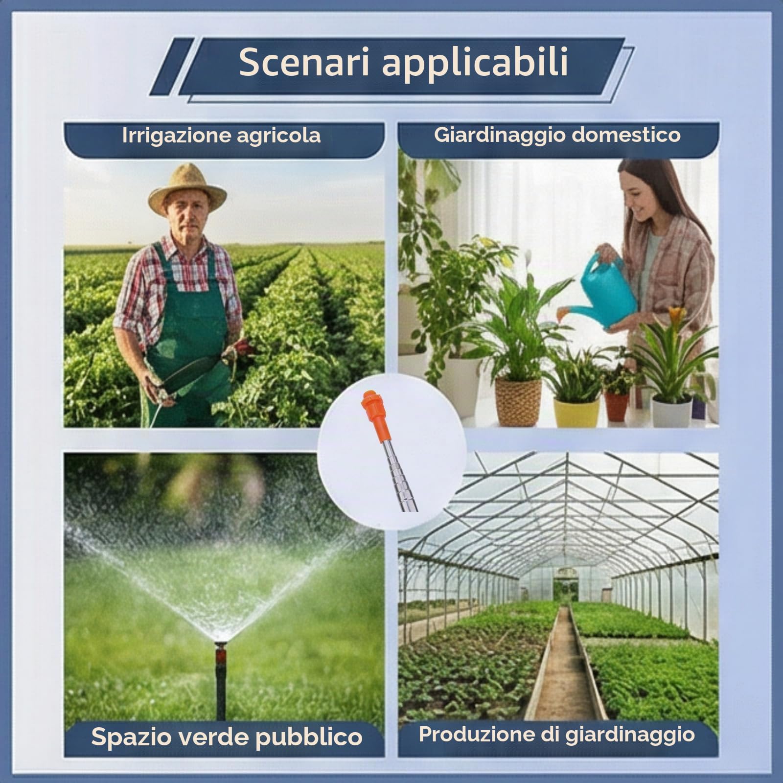 Asta di Prolunga Telescopica Per Spruzzatore da 2,6 m, Prolunga Per Bacchetta Per Spruzzatore da Giardino in acciaio inossidabile, per l'irrigazione agricola e l'innaffiamento delle piante