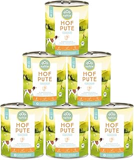 naftie Organic Dog Food Yard Turkey - Premium Wet Food Menu with Turkey Meat & Sweet Potatoes - Grain-Free Gluten Free - Low Purine - 6 x 800 g Cans product image
