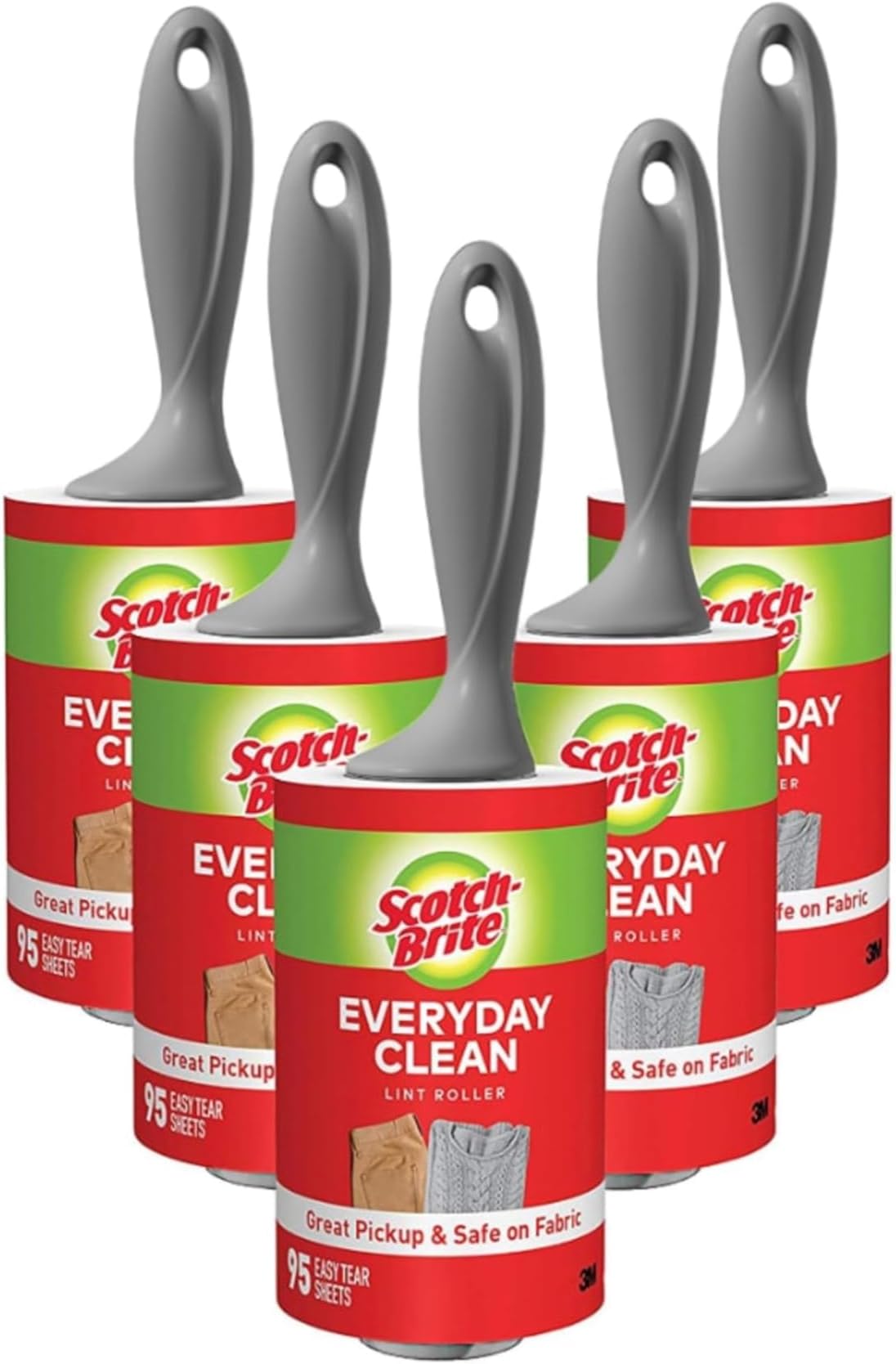Scotch-Brite Everyday Clean Lint Roller, Lint Remover for Pet Hair, Dark Clothes, Furniture, and Dusty Surfaces, Picks Up Fur & Fluff in Your Home, Car, & Office, 5 Pack, 475 Adhesive Sheets Total