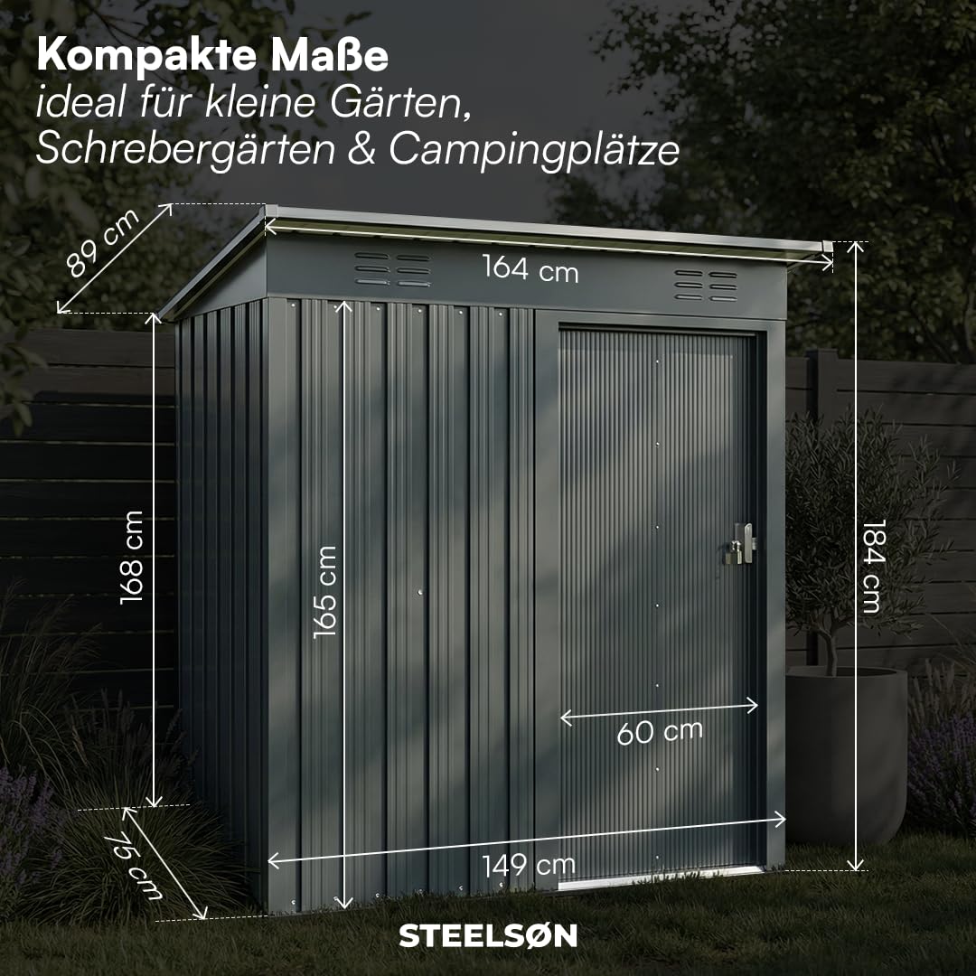 STEELSØN Talonix Gerätehaus Metall 184x75x164cm Anthrazit Zinkstahlrahmen