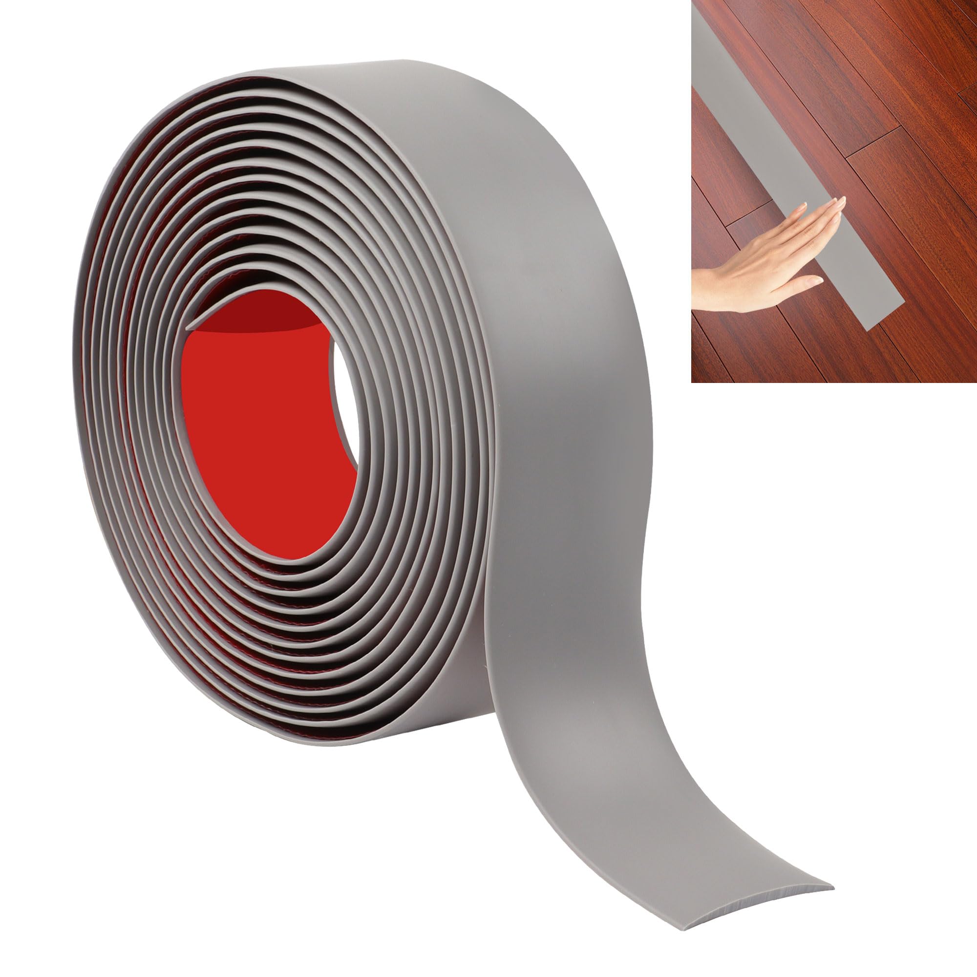 Junart Gray 400Cm×4Cm Laminate Flooring Threshold Transition Strip, Self Adhesive Vinyl Floor Strip, Tiles Or Carpet Edge Transition Trim(Gray)