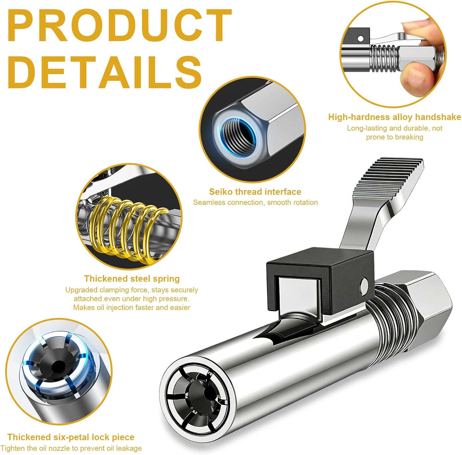 Grease Gun Tips, Grease Fittings and Grease Fitting Adapter - Universal Grease Gun Accessories Kit for All Grease Gun Coupler Fittings (Coupler Single)