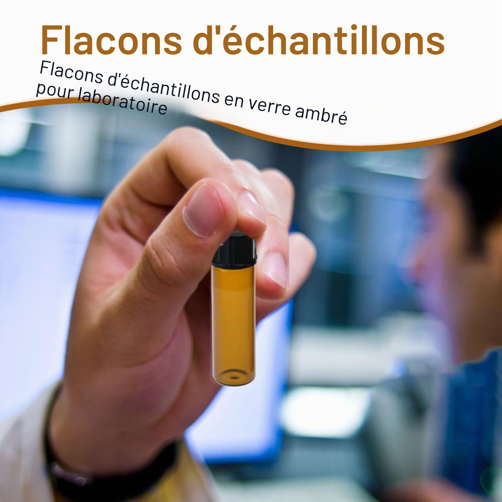 ALWSCI 20 Pièces 10 mL Ambré Flacon Echantillon en Verre, 18-400 mm Noir Bouchon en Polypropylène - 22 x 52 mm