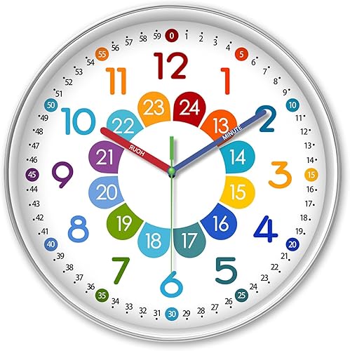 Miniatura 10 de XFM Reloj de pared silencioso, funciona con pilas, reloj analógico clásico pequeño de 8 pulgadas, moderno, simple, decorativo, para cocina, oficina,