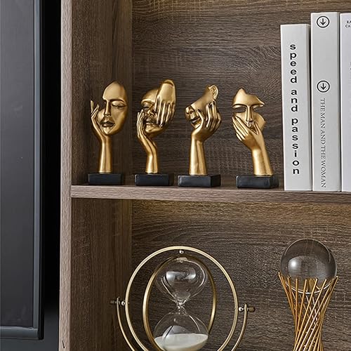 Miniatura 5 de Yahu Lando Estatua de pensador de oro, adornos de estatua de pensador de resina, esculturas de estilo abstracto, cosas de resina modernas y simples,