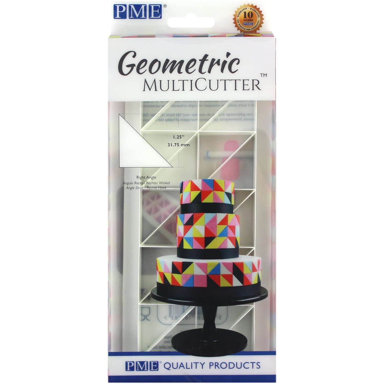 PME GMC123 MultiCutter Géométrique pour Gâteau Triangle Angle Droit Grande Taille 3,2 cm Blanc
