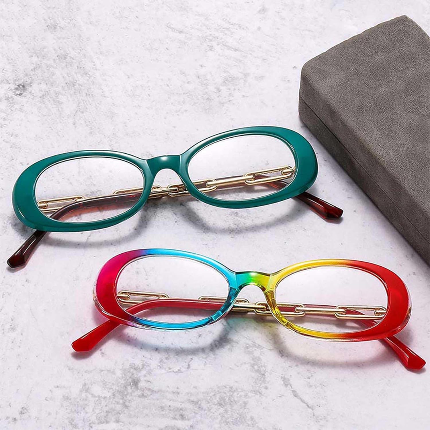 Elipsa oprawki okularów małe damskie oprawki do okularów Anti Blue Light Retro męskie oprawki okularów 140 mm * 145 mm ramka na okulary, różowa