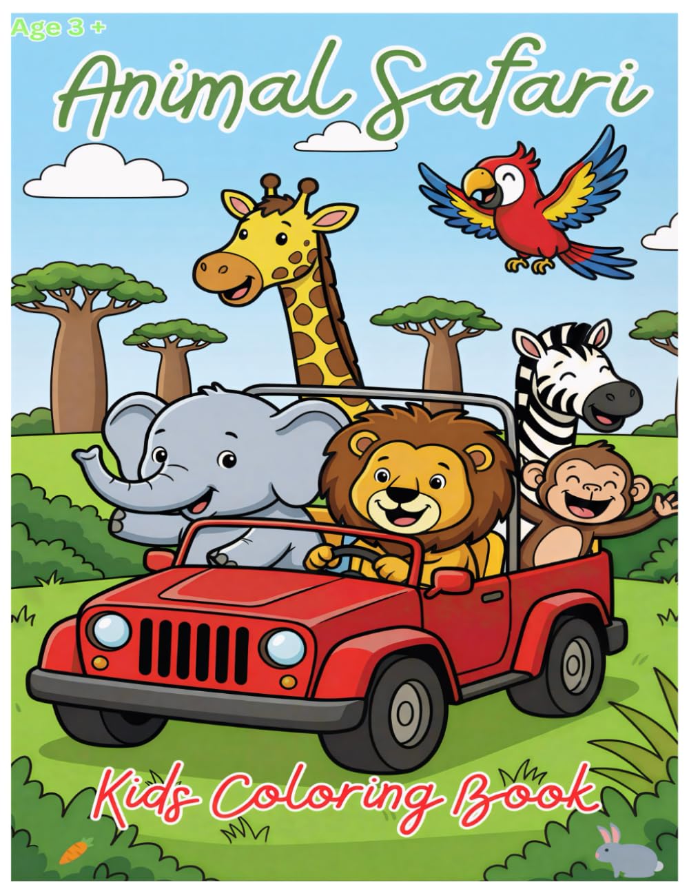 Animal Safari Kids Coloring Book Ages 3+: Big Coloring Pages with Simple Animal Facts