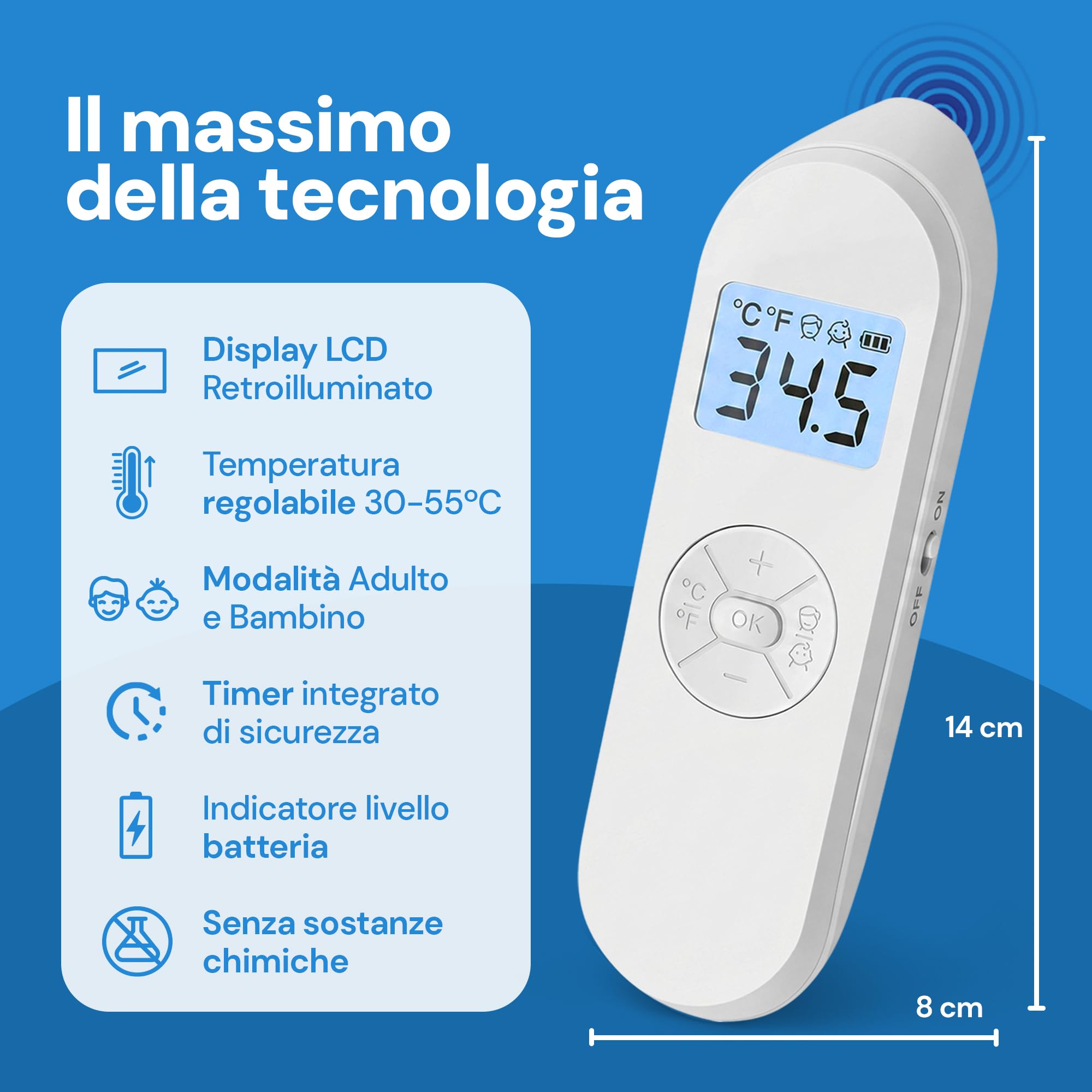 Dopo Puntura Zanzare Bambini e Adulti - Antipuntura Elettronico che Sollievo - Calore Regolabile 30-55°C, LCD