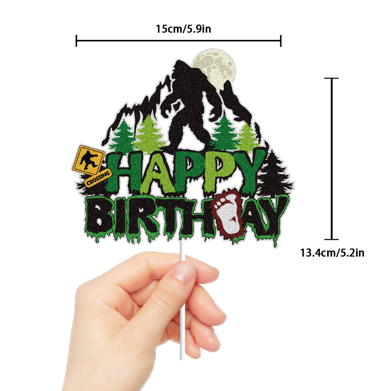 Ohoviaaa Bigfoot Birthday Party Decorations Bigfoot Theme For Kids Boy Girl Happy Birthday Supplies Green Glitter Sparkly Pre-strung Decor(12 Hanging