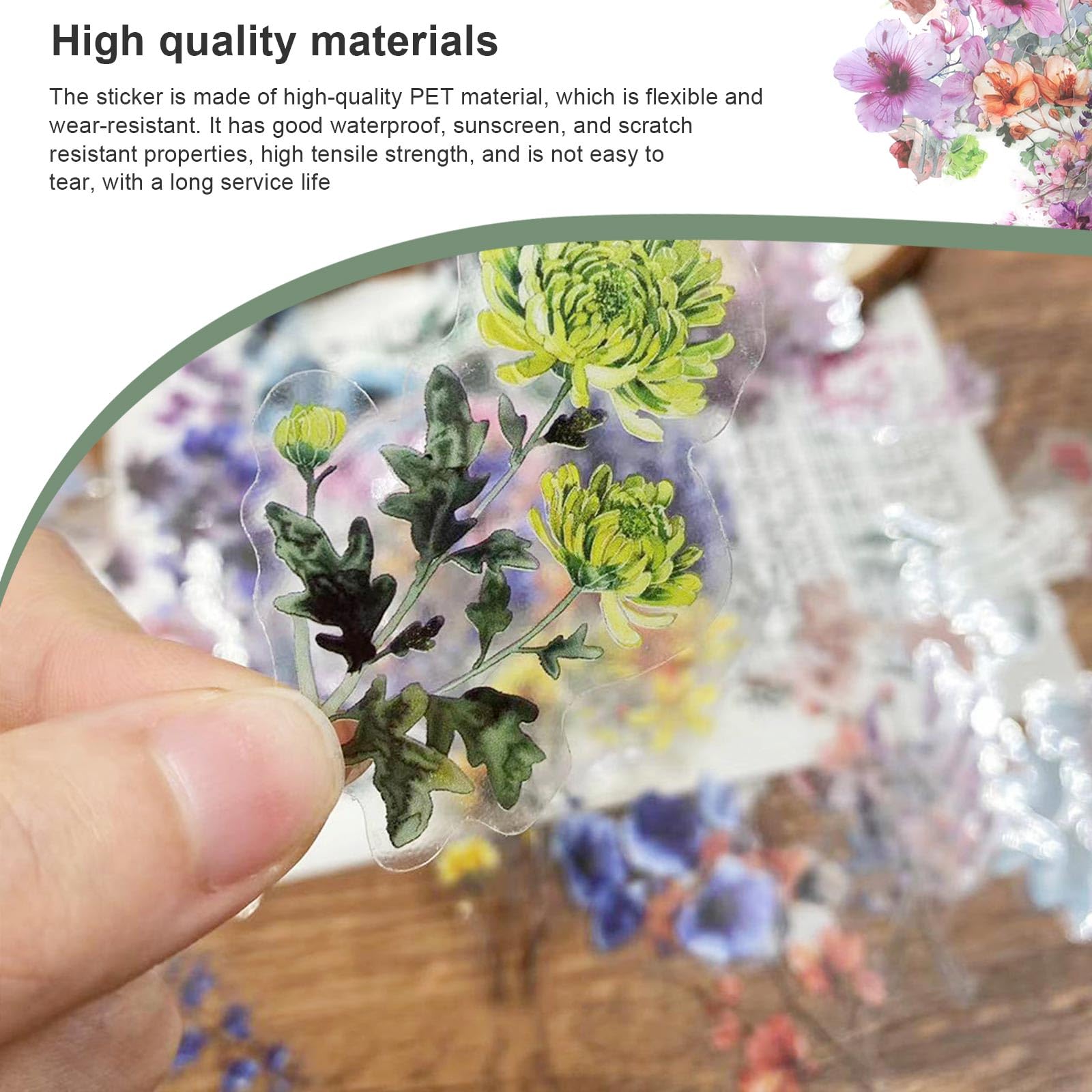 Gfamous 240 Pezzi Adesivi Per Scrapbooking Trasparenti,Stickers Fiori Adesivi Piccoli,Squisiti Adesivo Decorativo Per Buste,Set di Adesivi Floreali,per scrapbooking, artigianato etc(6 stili
