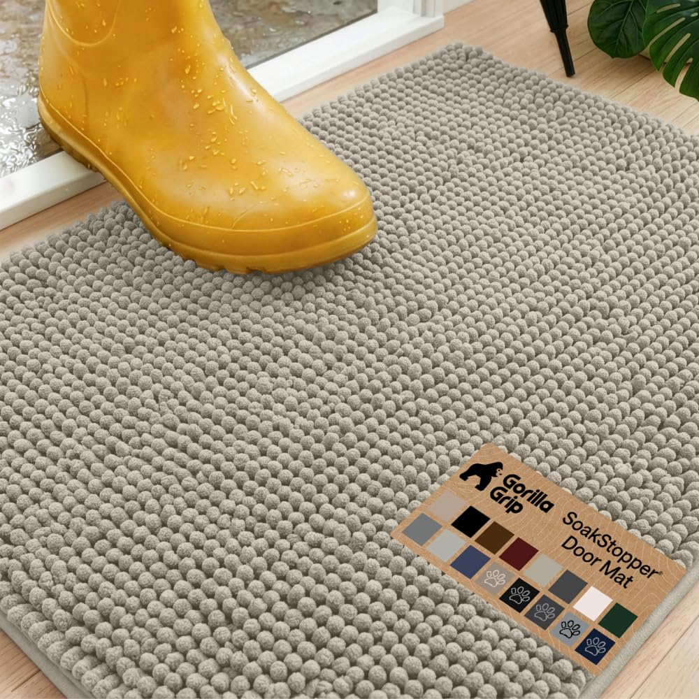 GORILLA GRIP SoakSTOPPER Dog Door Mat, Machine Wash and Dry, 30x20 Cream