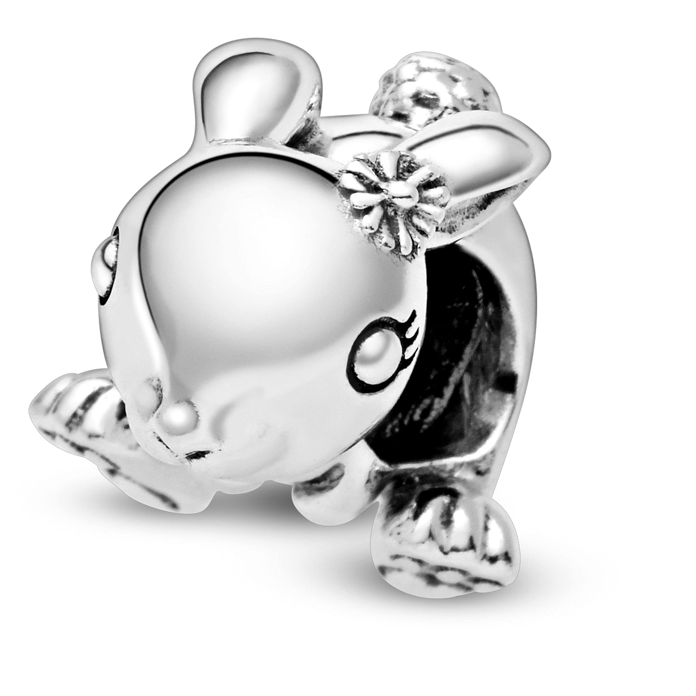 Pandora Kobiety Króliczek Nini Charms, Srebrny, 12.2 x 12 x 11.4 mm