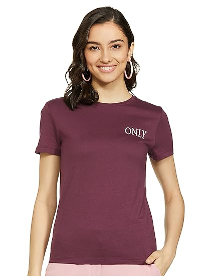 ONLY Women's Cotton Regular Fit T-Shirt