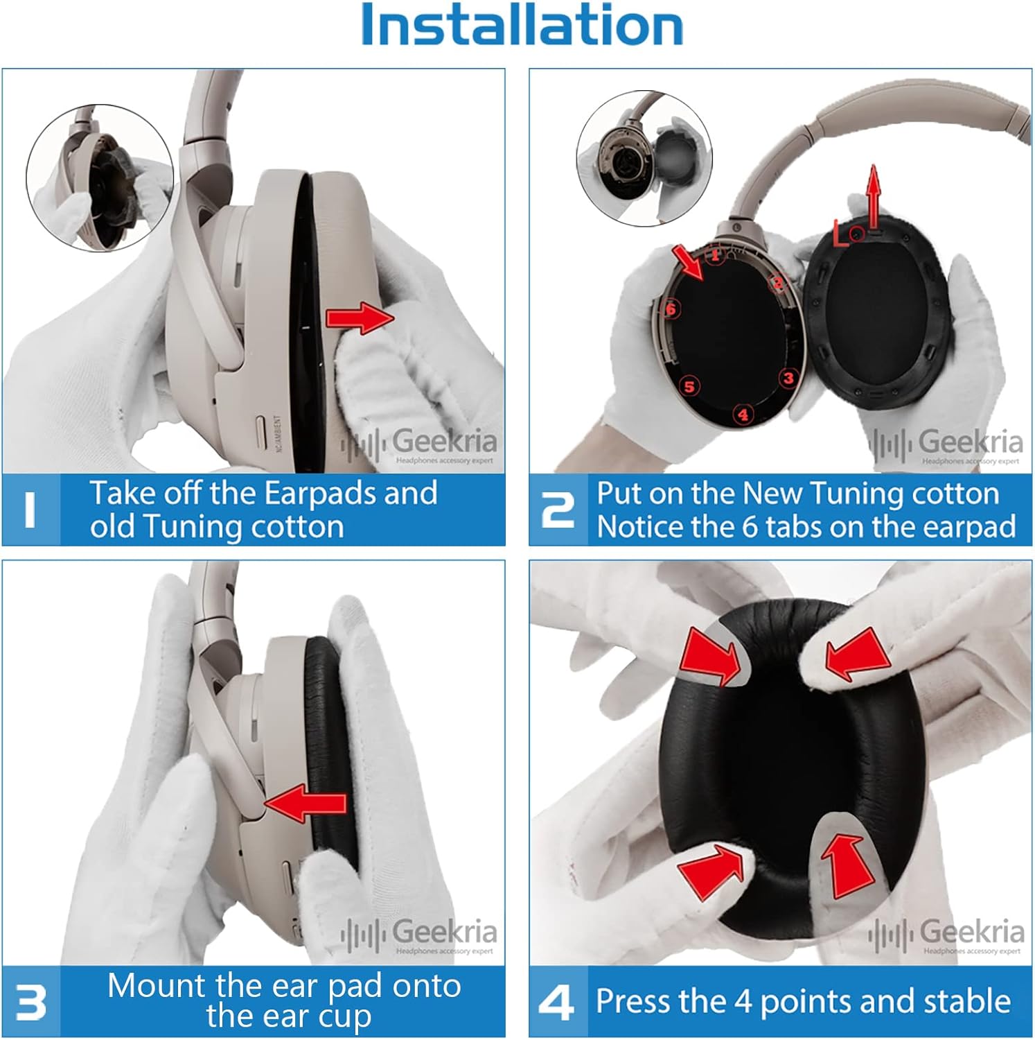 Geekria Replacement Ear Pads Compatible with Sony WH-1000XM3 Headphones, Ear Cushions (Black)