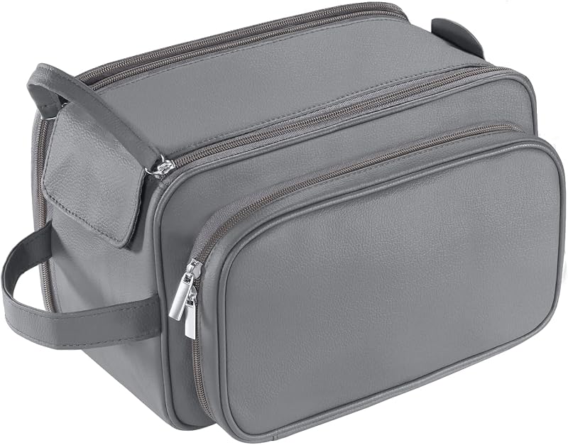 Necessaire de viagem Buruis em couro PU, cinza