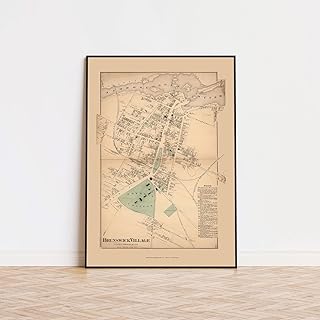 Historical Map Poster Brunswick Village 1871 Cumberland County Beers Maine | 11x17 12x18 16x24 24x36 Unframed Print Wall Art | Vintage Antique Rustic Gift | Home Office Decor