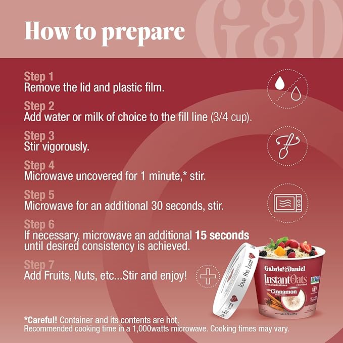 Avena Instantánea Gabriel & Daniel con Canela Orgánica, Sin Gluten, Pack 12 miniatura 5