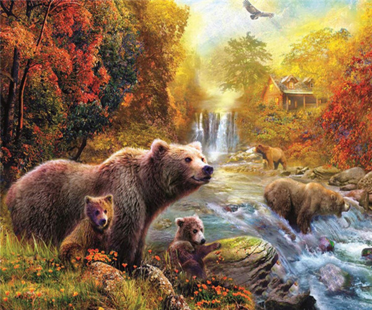 Forest Black Bear Paint by Numbers for Adults Beginner DIY Oil Painting kit for Home Living Room Bedroom Wall Art Paint by Number Art Present-4^<16" by 20">