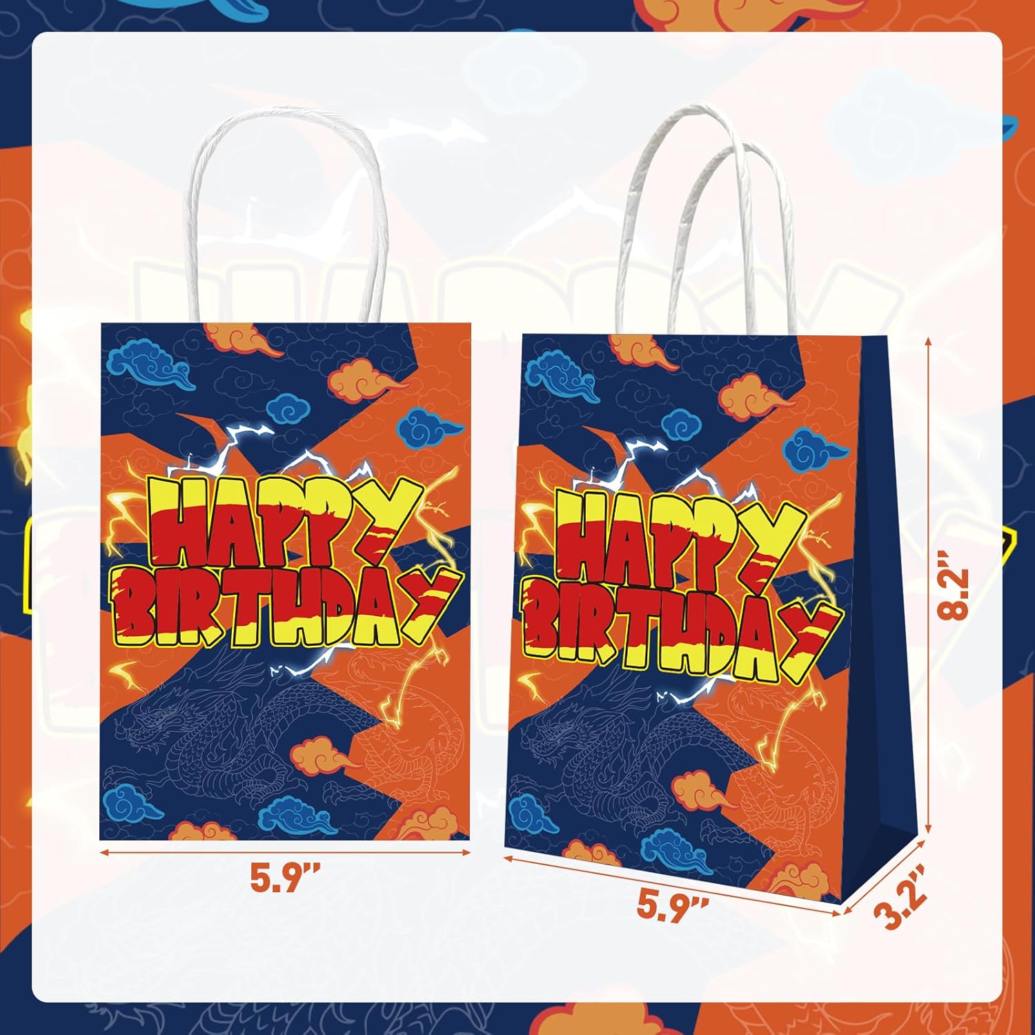 12 Pcs Anime Yellow Paper Bags Party Favors Bags With Handle Cartoons Yellow Birthday Party Decorations,Double Sided Printed ,Kraft Candy Treat Goodie Bag For Birthday Baby Shower Decorations Supplies - Image 2