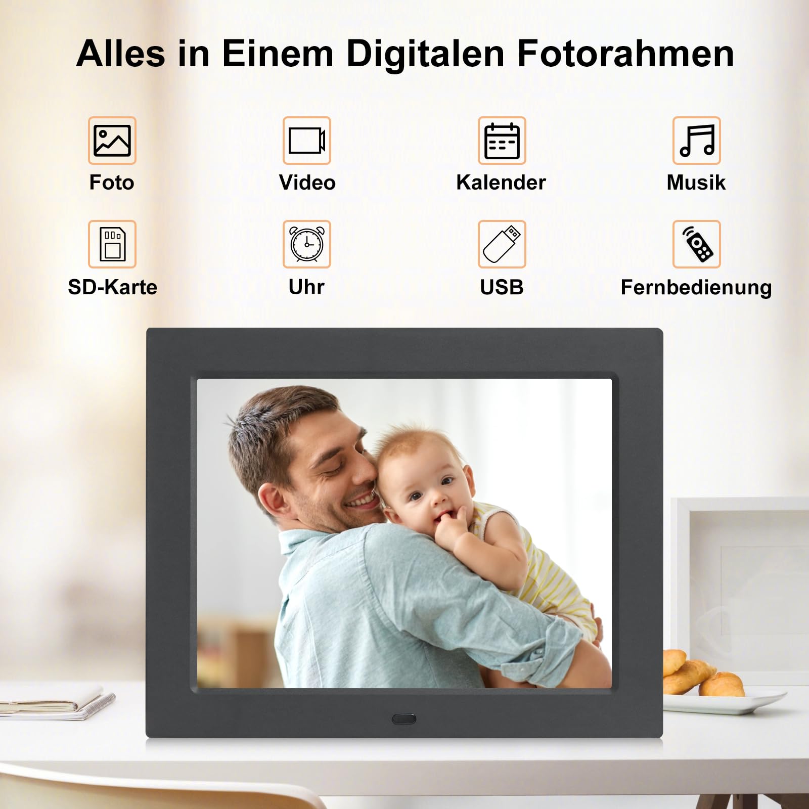 Cornice Digitale 13,3″ TSITSC – HD 1280x800, USB/SD, Telecomando, Calendario, Senza Wi-Fi (Nero)