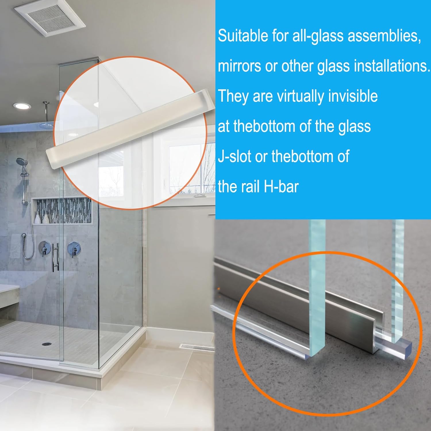 1/8" x 1/4" x 2" Clear Setting Blocks - Plastic Setting Blocks for Glass and Mirrors （Pack of 200）