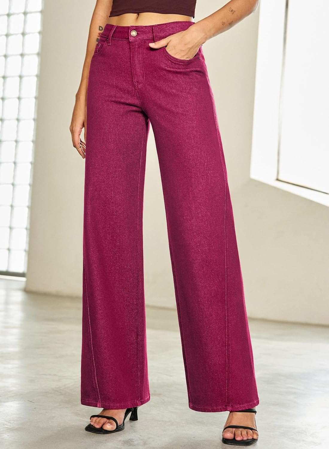 Sidefeel Women's Baggy Wide Leg Jeans High Waisted Straight Leg 2025 Fall Outfits Denim Pants - Image 4