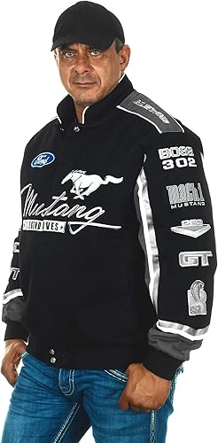 Miniatura 3 de JH DESIGN GROUP Chaqueta Ford Mustang para hombre, abrigo de sarga de algodón bordado